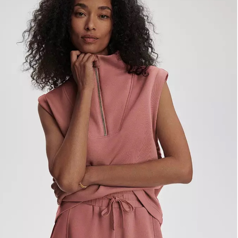NWT Varley Magnolia Half Zip Tank 2.0, large, Canyon rose